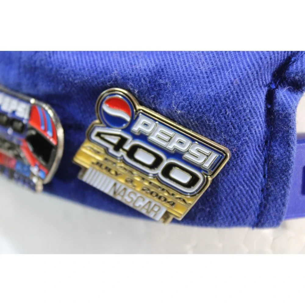 Vintage Jeff Burton NASCAR Hat Blue Red #99 with 5 Pepsi 400‎ 2005 Pins